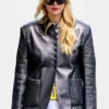 Jennifer Lawrence Leather Black Blazer
