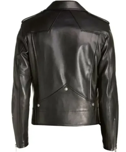 Mens Asymmetrical Biker Black Leather Jacket