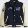 NY Giants Navy And Off White Varsity Jacket