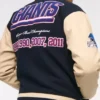 NY Giants Varsity Navy And Off White Jacket