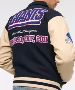 NY Giants Varsity Navy And Off White Jacket