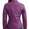 Order Now Women's Purple Quilted Gold Studded Biker Leather Jacket For Sale