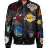 Jeff Hamilton X NBA Teams Logo Leather Jacket - Black