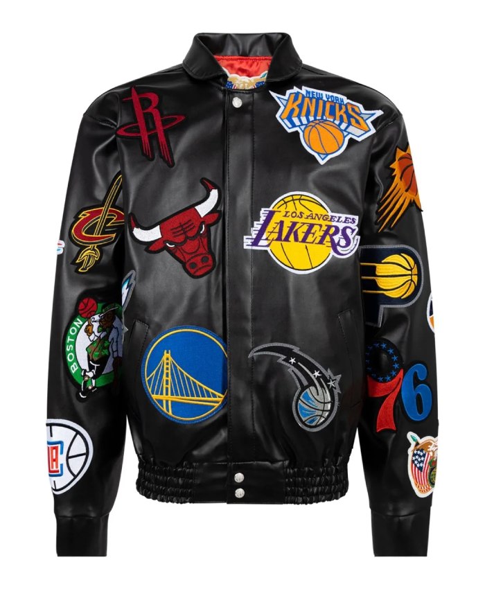 Jeff Hamilton X NBA Teams Logo Leather Jacket - Black