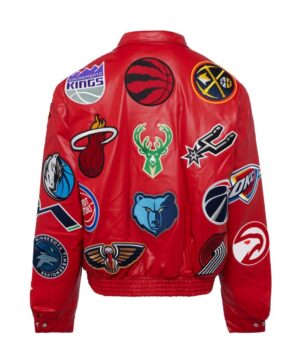 Shop Now Jeff Hamilton X NBA Teams Logo Patch Red Leather Red Jacket