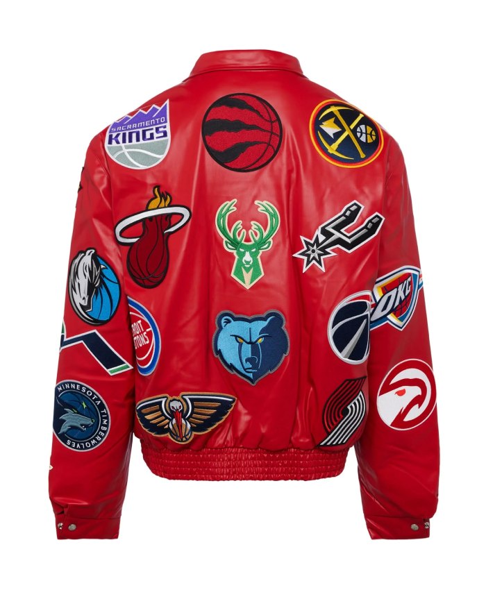 Shop Now Jeff Hamilton X NBA Teams Logo Patch Red Leather Red Jacket