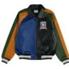 Stegaro Colorblock Leather Bomber Jacket