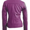 Women Purple Quilted Leather Stud Jacket