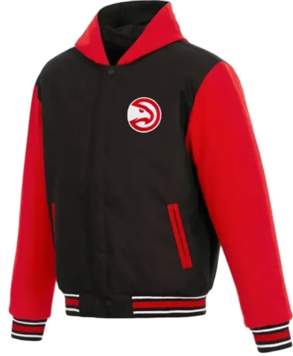 Atlanta Hawks Black And Red Hooded Jacket