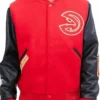 Atlanta Hawks Red And Black Letterman Jacket