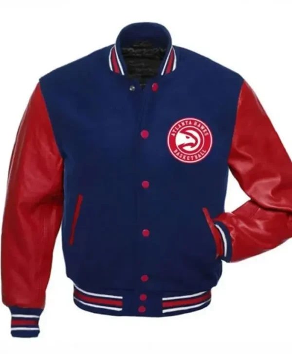 Atlanta Hawks Red And Blue Letterman Jacket