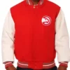 Atlanta Hawks Red And White Letterman Jacket
