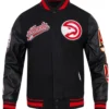 Atlanta Hawks Script Tail Black Varsity Jacket