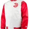 Atlanta Hawks White And Red Varsity Jacket