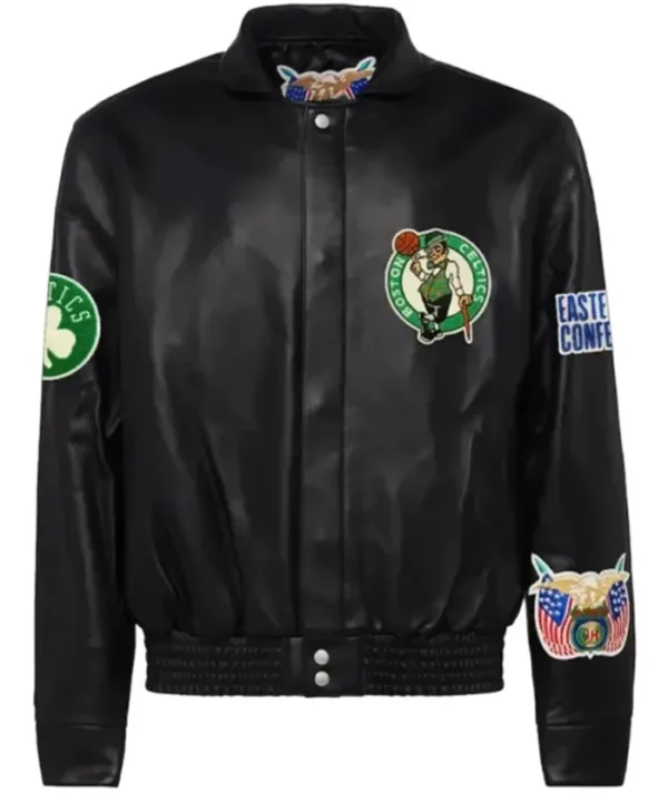 Boston Celtics Black Leather Jacket