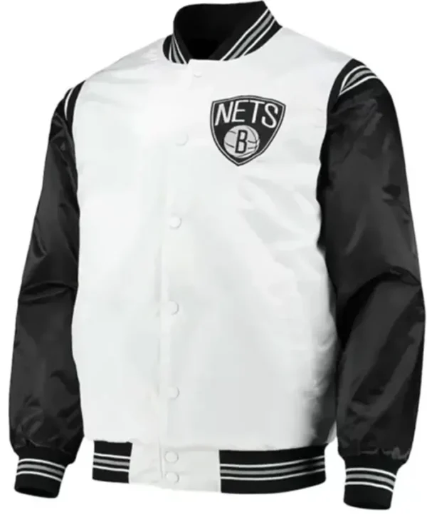 Brooklyn Nets White And Black Varsity Jacket