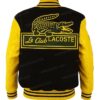 Shop Now Lacoste Two-Tone Black And Yellow Letterman Varsity Jacket For Sale