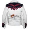 Buy Now Unisex NFL Denver Broncos Cheerleaders White Cotton Fringe Jacket For Sale