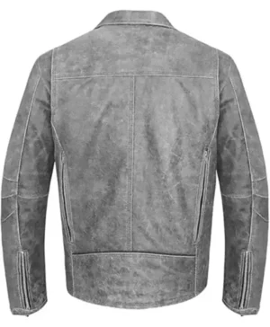Classic Grey Biker Leather Jacket