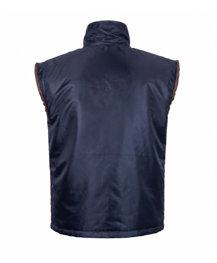 Mountainhead 2025 blue utility vest inspired by Jason Schwartzman's character style