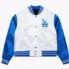 LA Dodgers Cropped White And Blue Jacket