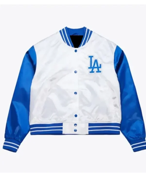 LA Dodgers Cropped White And Blue Jacket