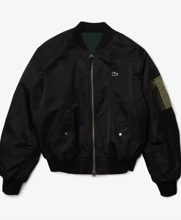 Lacoste Oversized Contrast Black Bomber Jacket