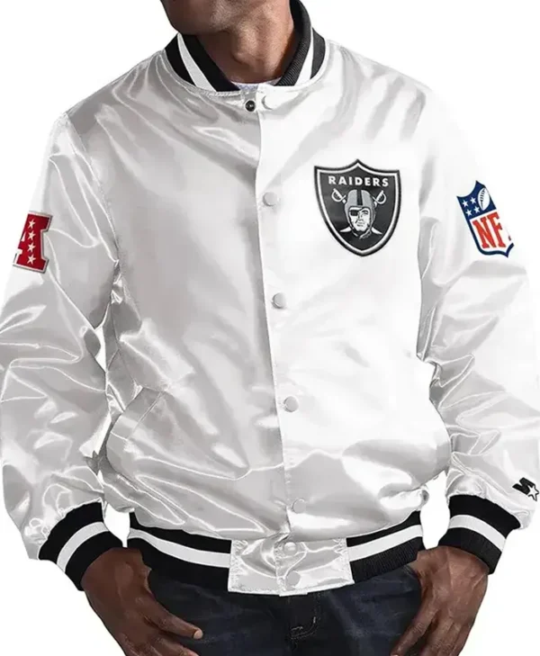 Las Vegas Raiders White Varsity Jacket