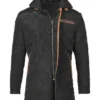 Mens Black Quilted Polyester Coat