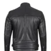 Mens Leather Black Padded Shoulders With Biker Jacket