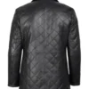 Men’s Quilted Black Leather Car With Brown Detailing Coat