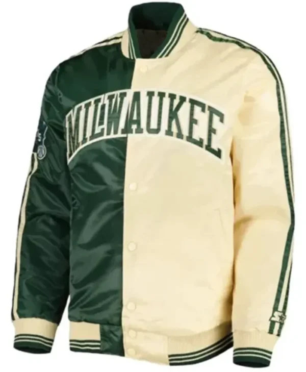 Milwaukee Bucks Fast Break Green And Cream Jacket