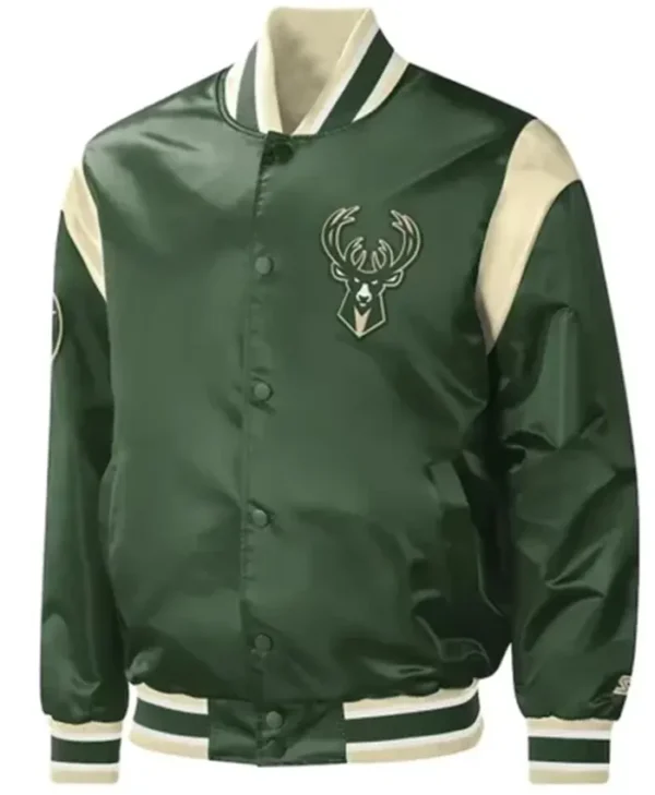 Milwaukee Bucks Force Play Green Varsity Jacket