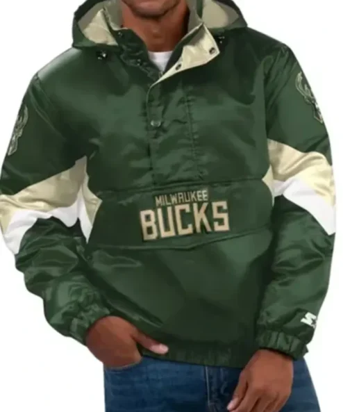 Milwaukee Bucks Force Play Ii Half Zip Green Jacket