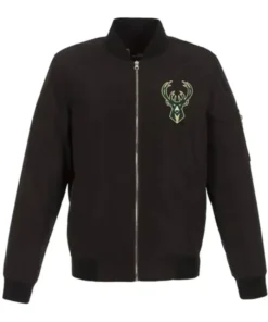 Milwaukee Bucks Lightweight Black Bomber Jacket