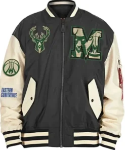 Milwaukee Bucks New Era Black And Beige Jacket