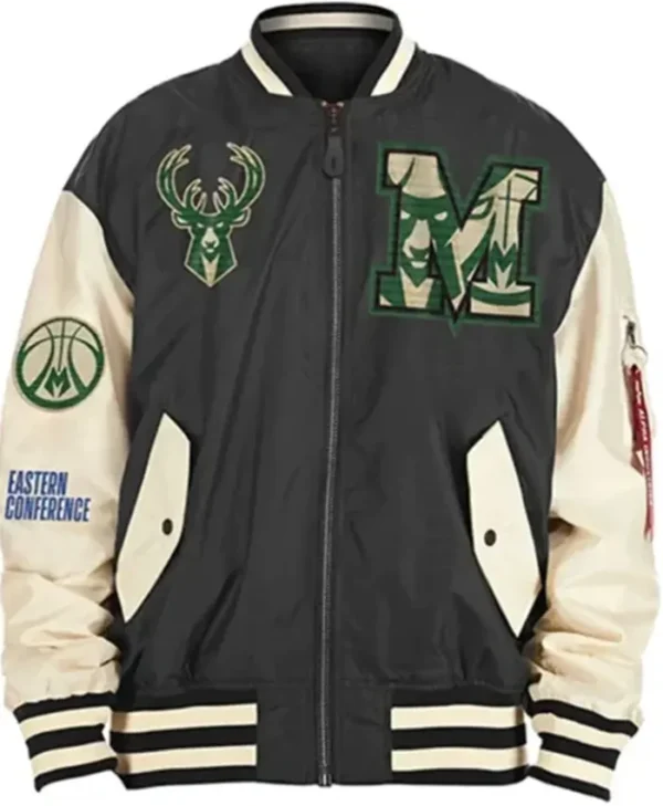 Milwaukee Bucks New Era Black And Beige Jacket