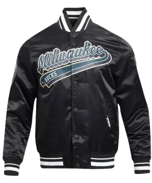 Milwaukee Bucks Script Tail Black Jacket