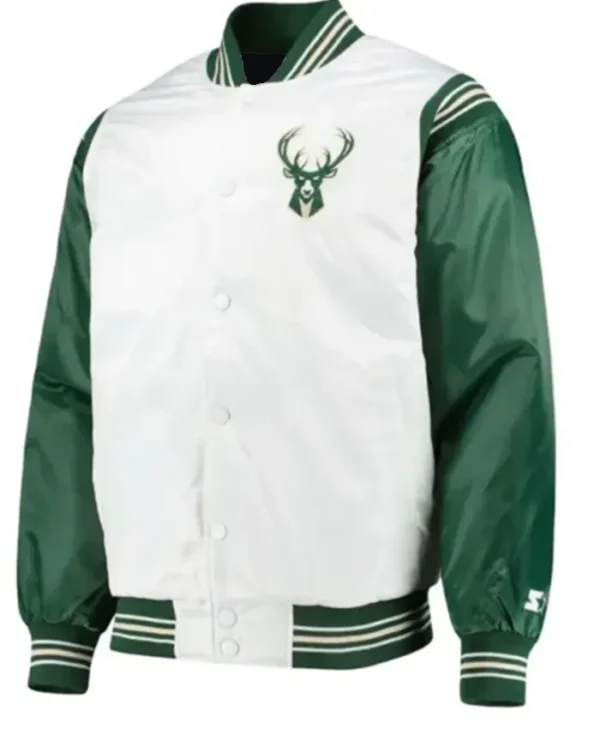 Milwaukee Bucks Starter White And Green Jacket