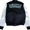 Milwaukee Bucks White And Black Letterman Jacket