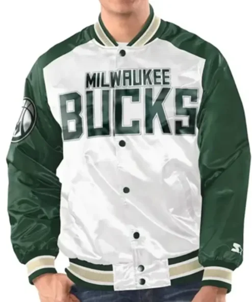 Milwaukee Bucks White And Green Renegade Jacket