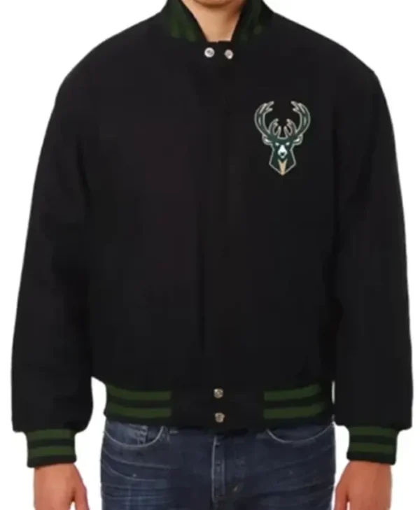 Milwaukee Bucks Wool Black Varsity Jacket