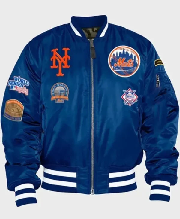 New York Mets Blue Vintage Bomber Jacket