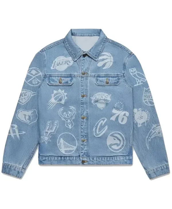 OVO NBA Team Icons Blue Denim Jacket