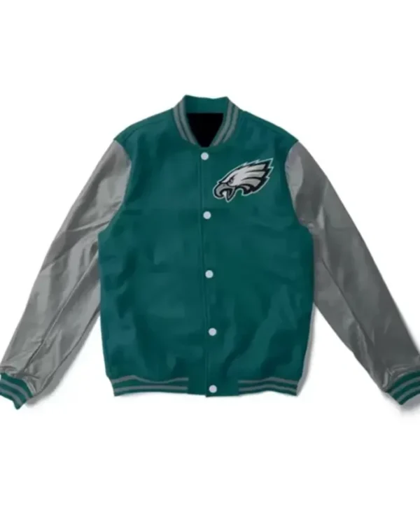 Philadelphia Eagles Green And Grey Varsity Jacket