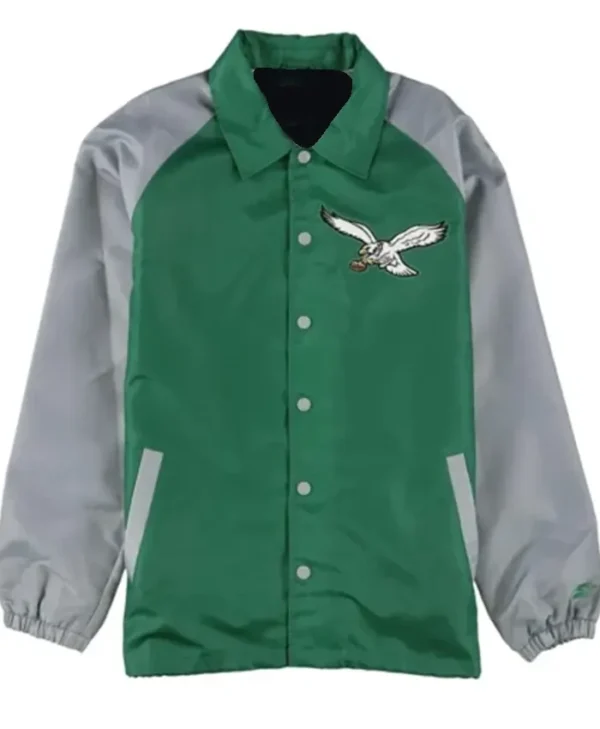 Philadelphia Eagles Throwback Logo Green And Grey Jacket