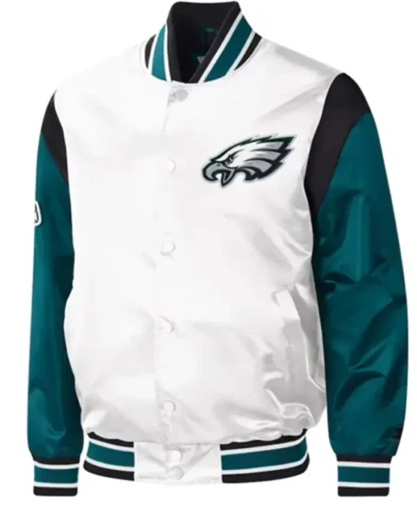 Philadelphia Eagles Throwback Warm Up Pitch Varsity Jacket