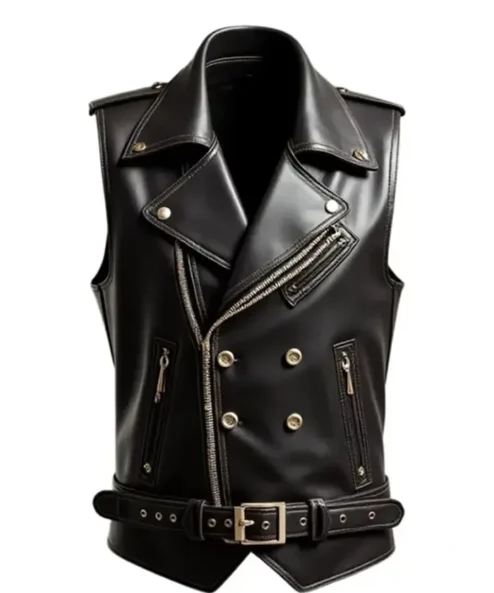 Premium Black Leather Vest
