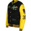 Buy Now Men & Women Lacoste Two-Tone Black And Yellow Letterman Varsity Jacket