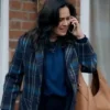 The Feud 2025 Jill Halfpenny Plaid Coat